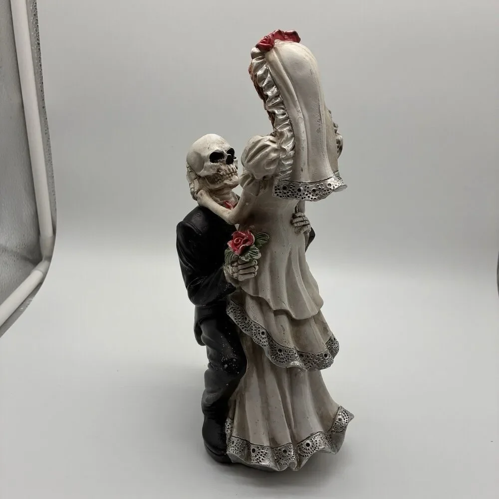 Skeleton Bride And Groom In Love. Goth, Halloween, Day Of The Dead Decor 12”